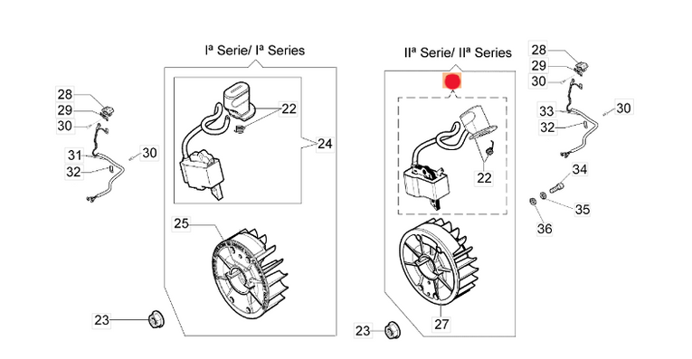 Oryginalna cewka zapłonowa dmuchawy Oleo-Mac BV 300 (56550182AR)