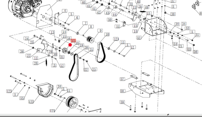 Rolka napinacza paska jazdy przód glebogryzarki OM-Line PT 48 (OB-SPATL211021)