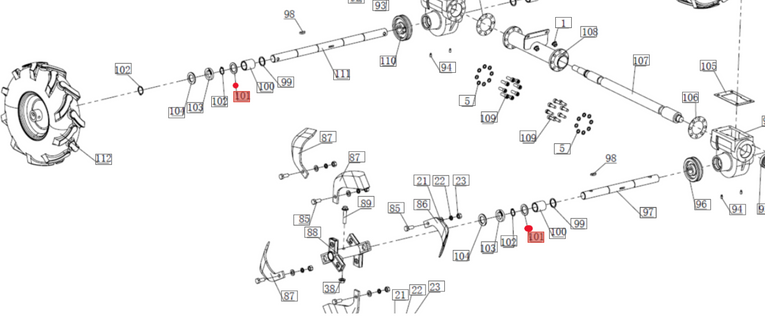 Oryginalna podkładka wałka noży / osi jezdnej glebogryzarki OM-Line PT 48 (OB-SPATL012034)
