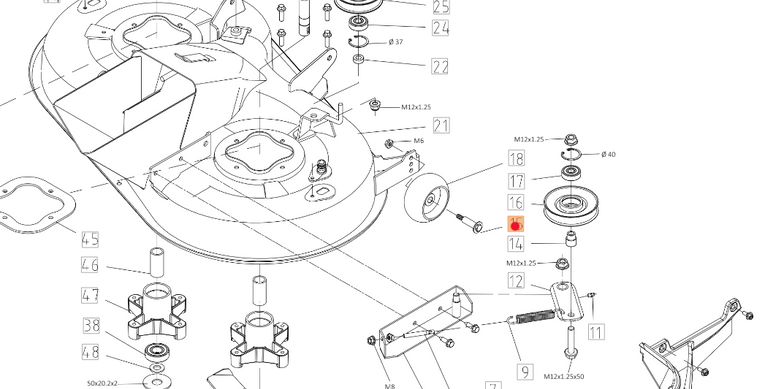 Oryginalna śruba koła podporowego agregatu traktorka Oleo-Mac 86R / 92R / 102R (TS000071R)