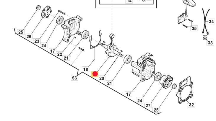 Wał korbowy dmuchawy Stiga BL980 / SBP375 (118804441/0)