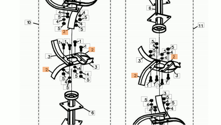 Nóż prawy do glebogryzarki Oleo-Mac MH 175 / 197 RKS