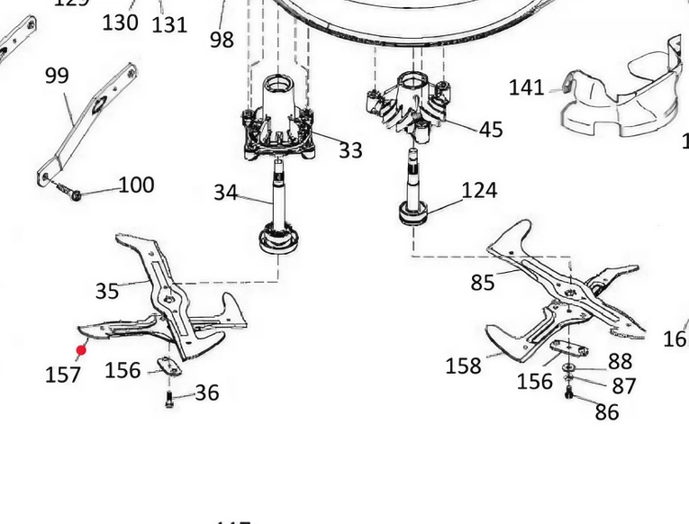 Oryginalny nóż lewy dolny traktorka Husqvarna 107 cm (5324469-93)