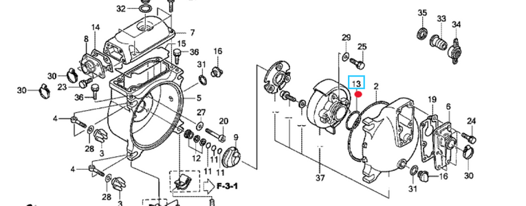 Oryginalny o-ring pompy do wody Honda WT (78134-YG0-003)