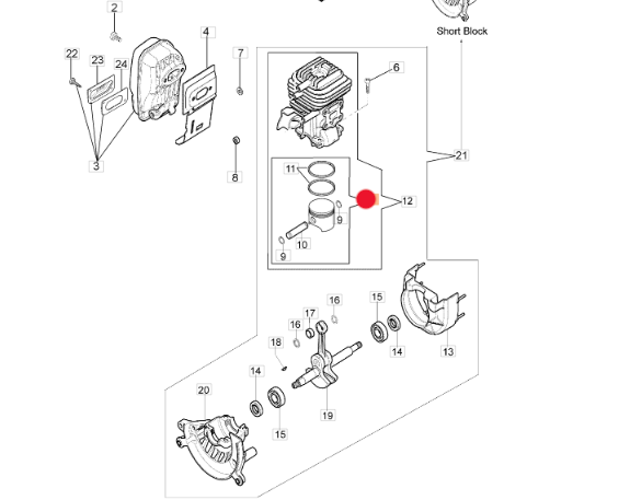 Oryginalny tłok dmuchawy Oleo-Mac BV270 / BV300 (56552011A)