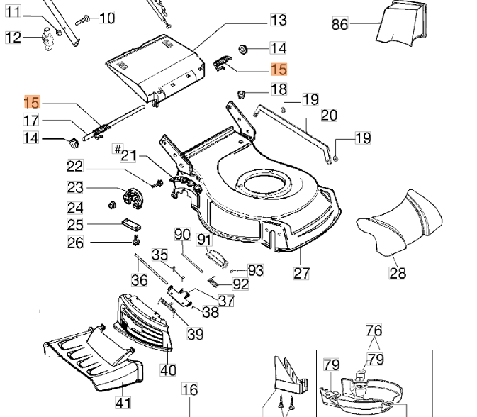 Oryginalny komplet sprężyn klapy kosza Oleo-Mac G44 GV53 GV48 (66110610)