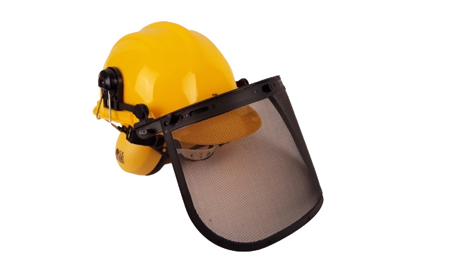 Kask ochronny z ochronnikami słuchu i twarzy