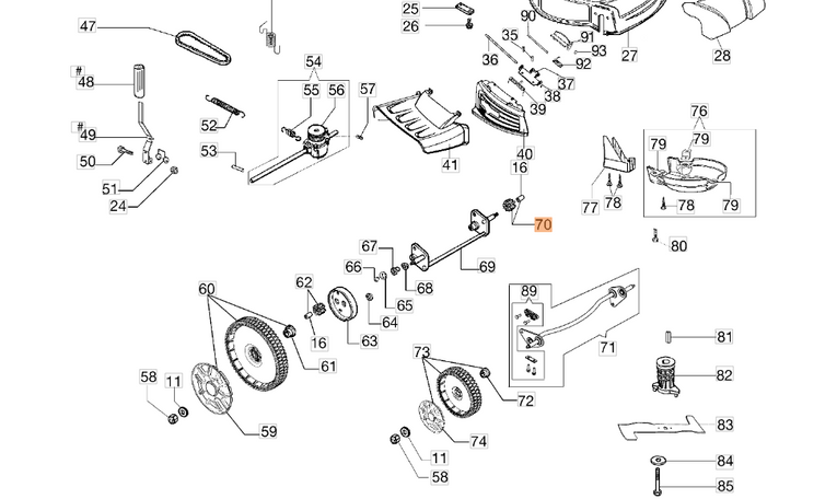 Zębatka napędu lewa kosiarki Oleo-Mac GV / GMC (66070437R) - oryginał
