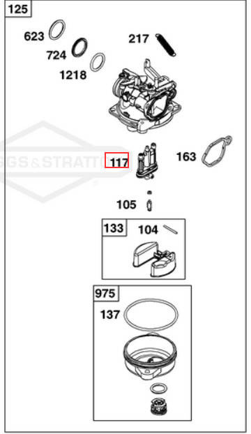 Oryginalna dysza gaźnika silnika Briggs & Stratton 550E / 575Ex (597547)