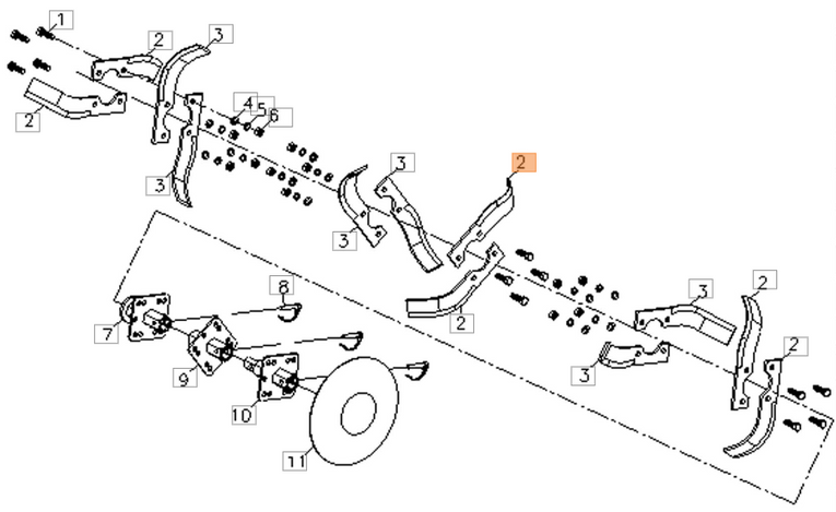 Nóż lewy do glebogryzarki Oleo-Mac MH 198 RKS