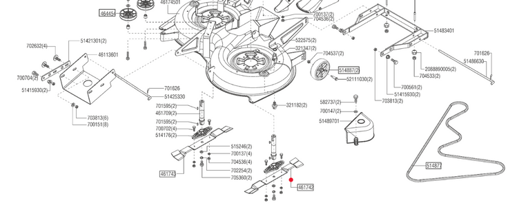 Oryginalny nóż lewy traktorka AL-KO T13 / T15 / T16 (461742)