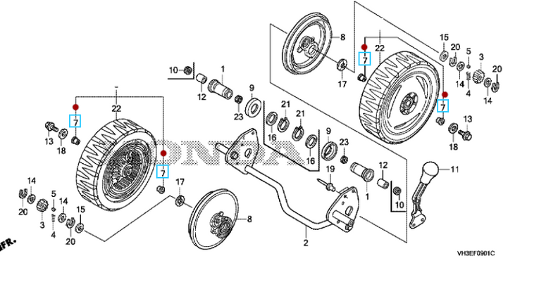 Oryginalna tuleja koła jezdnego kosiarki Honda HRG (42716-VE0-800)