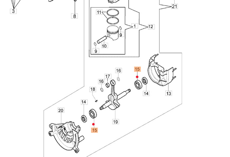 Łożysko wału korbowego dmuchawy Oleo-Mac BV 270 / 300 (3034009R)