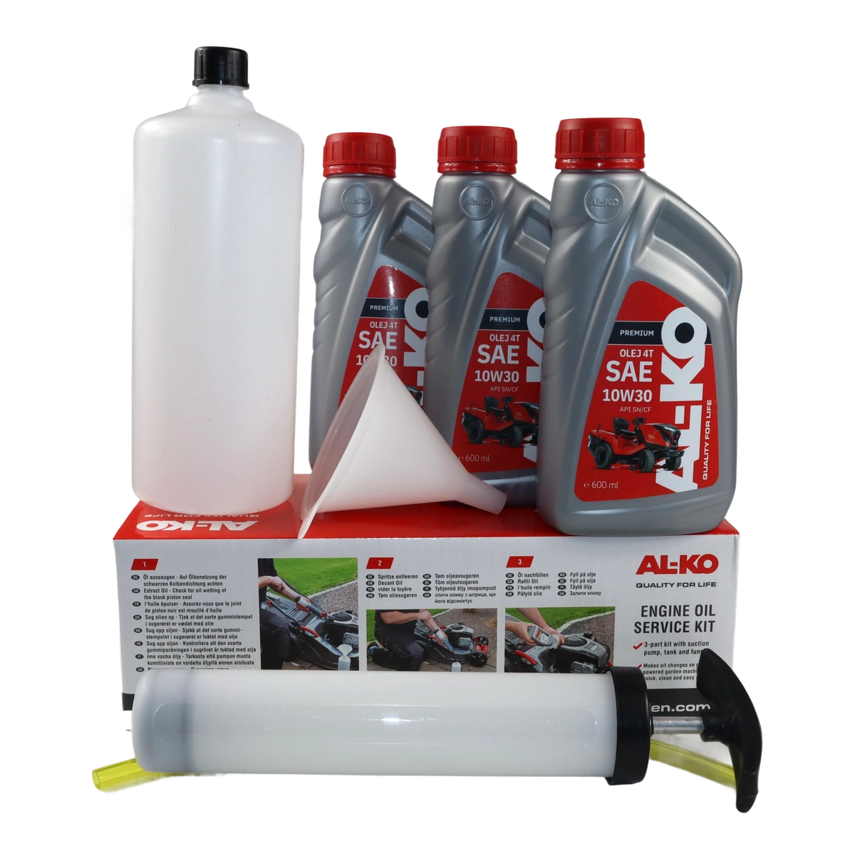 Zestaw serwisowy AL-KO do wymiany oleju i oleje SAE 10W30 - traktorki
