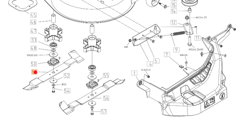 Oryginalny nóż lewy traktorka Oleo-Mac OM 102R (TS000113R)