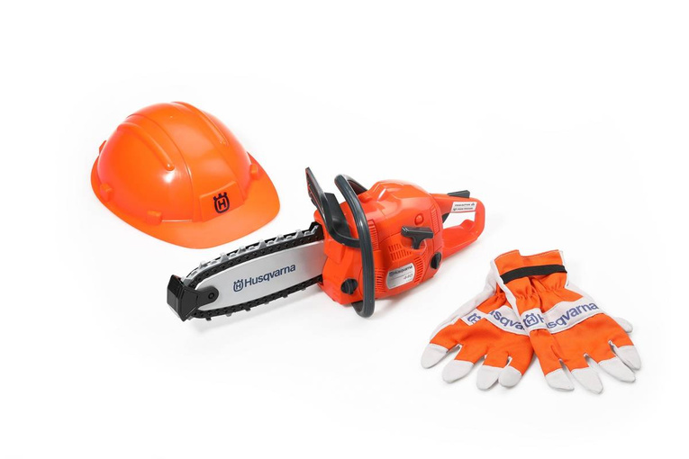 Zabawka pilarka Husqvarna 440 zestaw z rękawicami i kaskiem