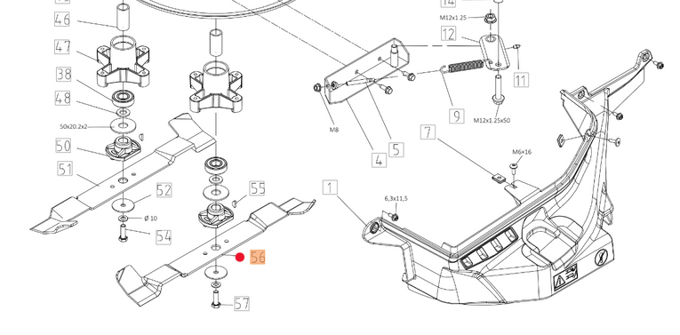 Oryginalny nóż prawy traktorka Oleo-Mac OM 86R (TS000100R)