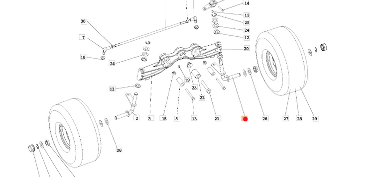 Oryginalna zwrotnica lewa koła traktorka Oleo-Mac OM 106 / OM 124 (SGS532916432143)