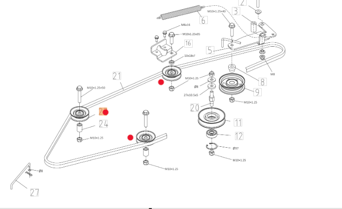 Oryginalne koło pasowe jazdy traktorka Oleo-Mac 86R / 92R / 102R (TS000023R)