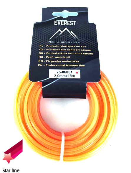 Żyłka tnąca Everest 3,0 mm x 15 m - gwiazdka