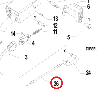 Linka gaszenia silnika ciągnika Pasquali XB 50 silinik 3 LD 510 (58057337)