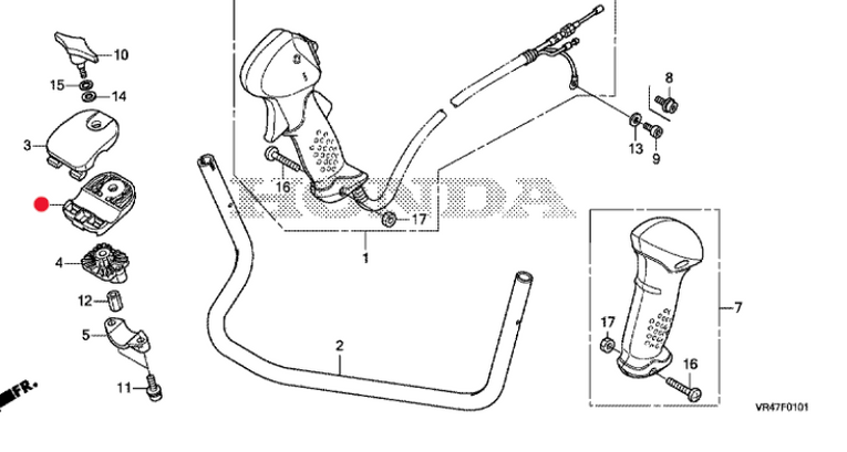 Oryginalny uchwyt dolny kierownicy wykaszarki Honda UMK (53139-VL6-P31)