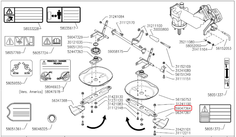 Uchwyt noży kosiarki Pasquali 100 cm Silent