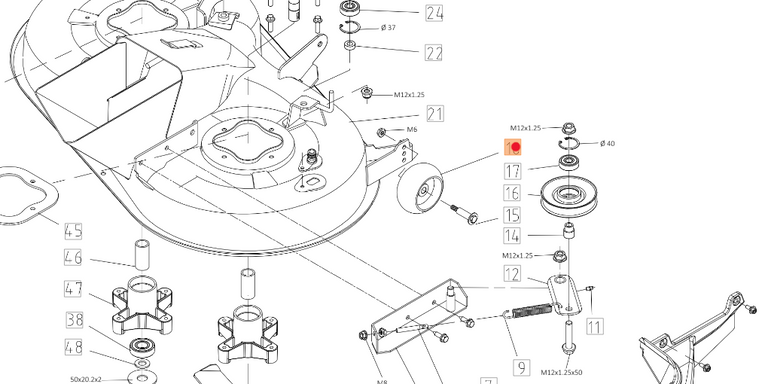Oryginalne koło jezdne podporowe agregatu traktorka Oleo-Mac 86R / 92R / 102R (TS000074R)