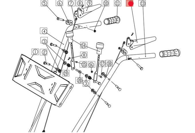 Lewa manetka linki zamiatarki OM-Line PKM60 / PKM80 (OB-SPAKC21-03C-06)