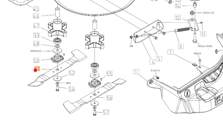 Oryginalny nóż lewy traktorka Oleo-Mac OM 92R (TS000106R)
