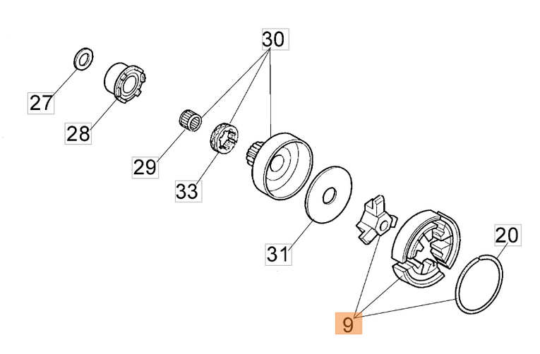 Sprzęgło pilarki Oleo-Mac 947 - 952 / GS 520 (094500297R)