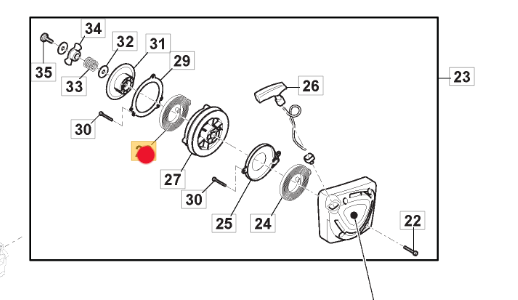 Sprężyna zabieraków rozrusznika dmuchawy Stiga BL980 / SBP375 (118804466/0)