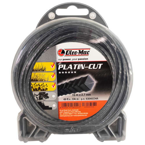 Żyłka Oleo-Mac Platin-Cut 2.7 mm x 15 m - kwadrat / ząbkowana