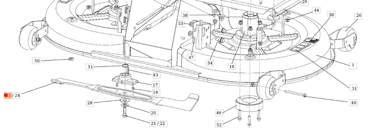 Oryginalny nóż prawy traktorka Oleo-Mac OM 124 (SGS532050422263)