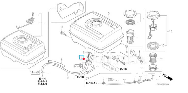 Oryginalny filtr zbiornika paliwa silnika Honda GX (16955-ZE1-010)