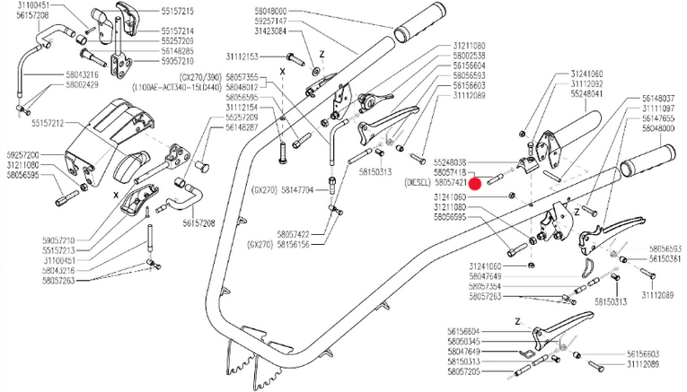 Linka dźwigni obecności operatora ciągnika XB 40 Play Yanmar (58057421)