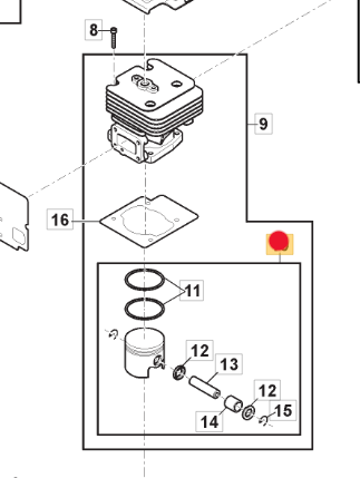 Kompletny tłok dmuchawy Stiga BL980 / SBP375 (118804506/0)