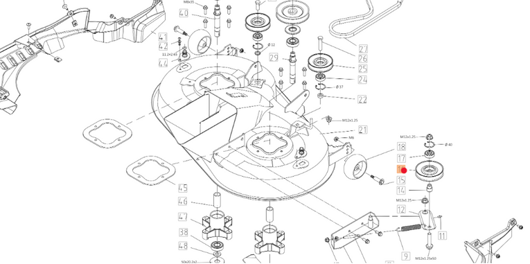 Oryginalne koło pasowe napinacza agregatu traktorka Oleo-Mac 86R / 92R / 102R (TS000084R)
