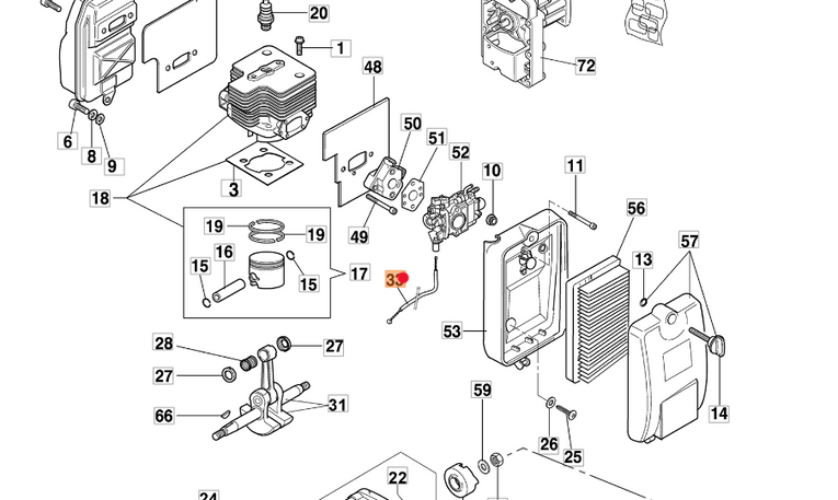 Oryginalna linka gazu dmuchawy Oleo-Mac BV162 (56520067AR)