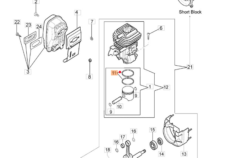 Pierścień tłoka dmuchawy Oleo-Mac BV 270 / 300 (61050046R)