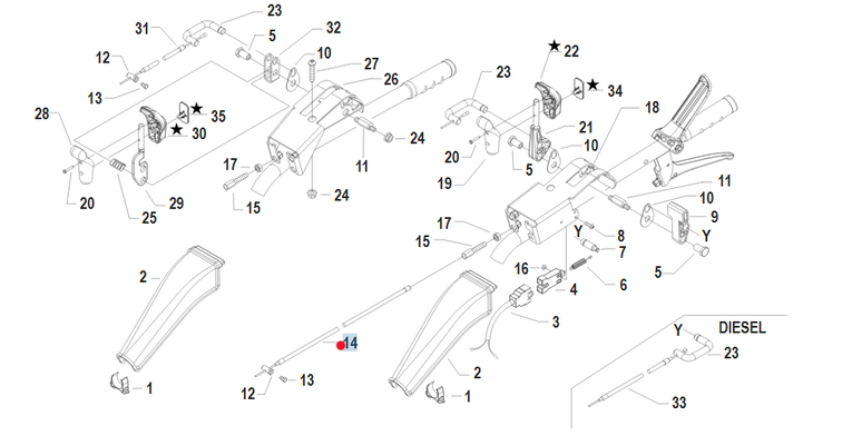 Linka hamulca ręcznego ciągnika jednoosiowego Pasquali SB 28 (58056843)