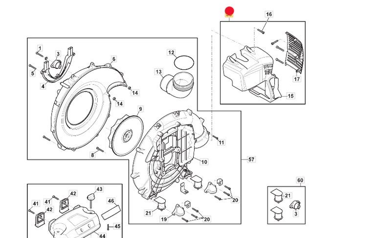 Pokrywa cylindra silnika dmuchawy Stiga BL980 / SBP375 (118804973/0)
