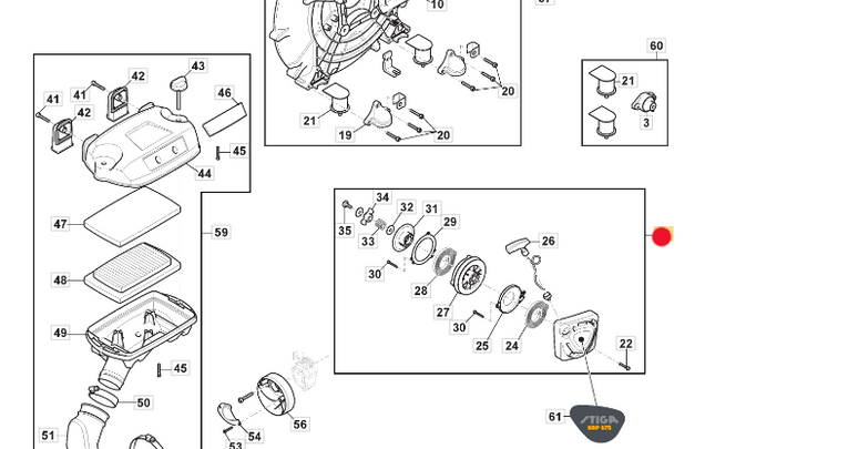 Rozrusznik silnika dmuchawy Stiga BL980 / SBP375 (118804505/1)