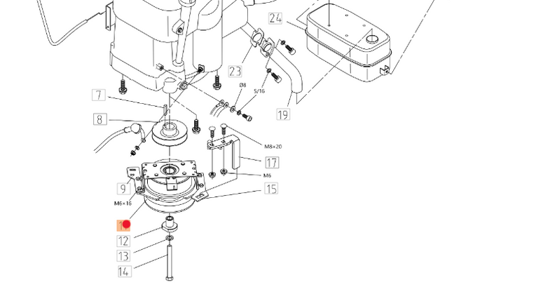 Oryginalne sprzęgło elektromagnetyczne traktorka Oleo-Mac 86R / 92R / 102R (TS000149R)