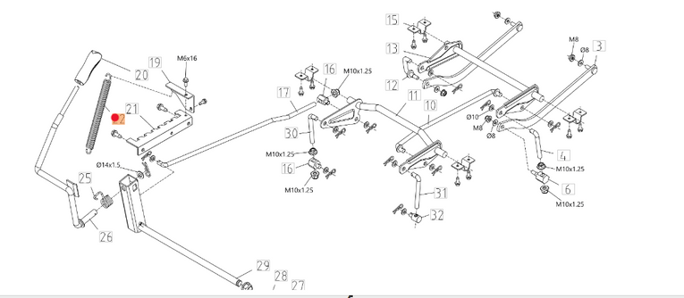 Oryginalna sprężyna podnośnika agregatu traktorka Oleo-Mac 86R / 92R / 102R (TS000302R)