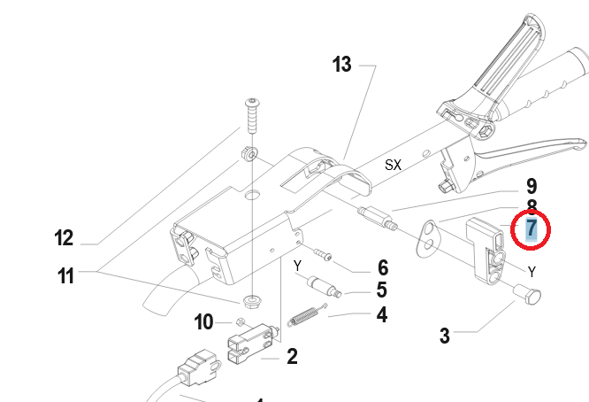 Dźwignia załączania zapłonu ciągnika jednoosiowego Pasqauli (55256197)
