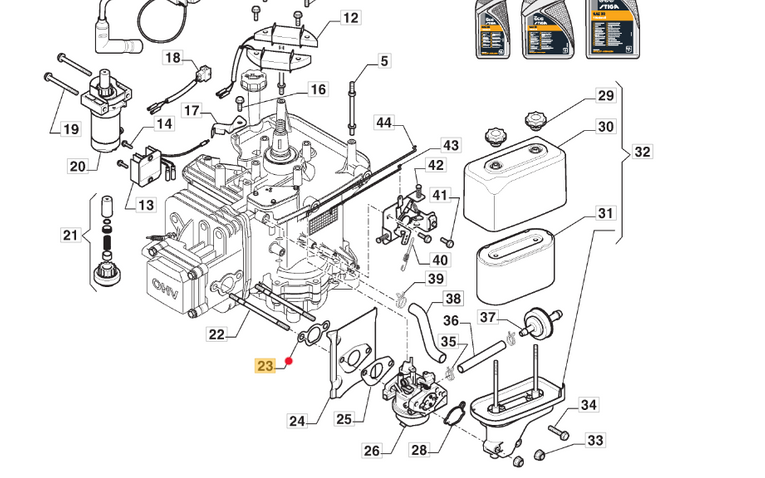 Oryginalna uszczelka gaźnik - cylinder silnika Stiga TRE352 traktorki (118551395/0)