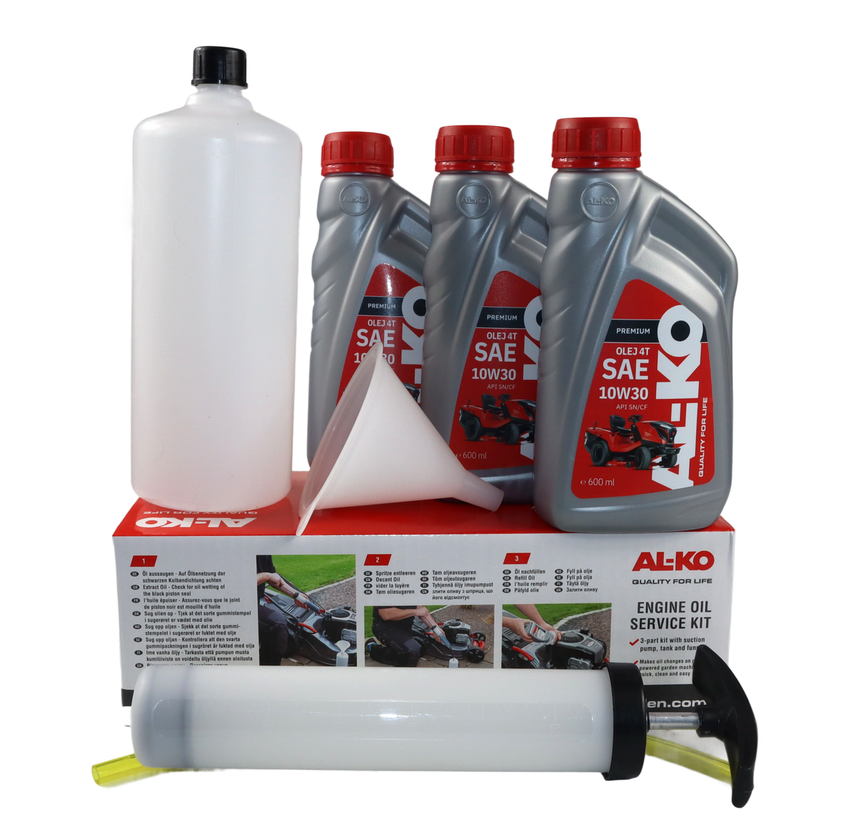Zestaw serwisowy AL-KO do wymiany oleju i oleje SAE 10W30 - traktorki