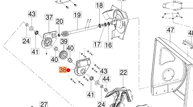 Oryginalna obudowa lewa przekładni wirnika odśnieżarki Oleo-Mac Artik (ZM000220)