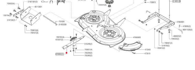 Oryginalny nóż traktorka AL-KO agregat 110 cm - boczny wyrzut (476662)